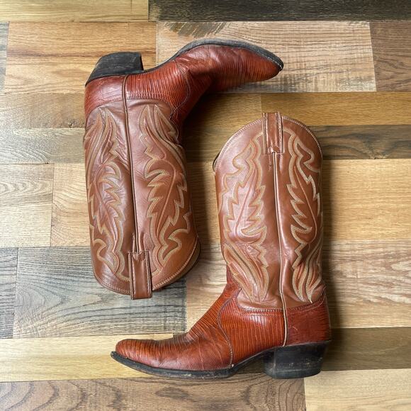 Justin 8301 Vintage USA Men\'s 8.5 E Brown Western Cowboy Boots Leather